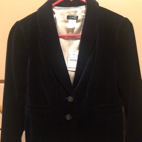 J Crew Navy Blue Velvet Blazer - Picture 1 of 4